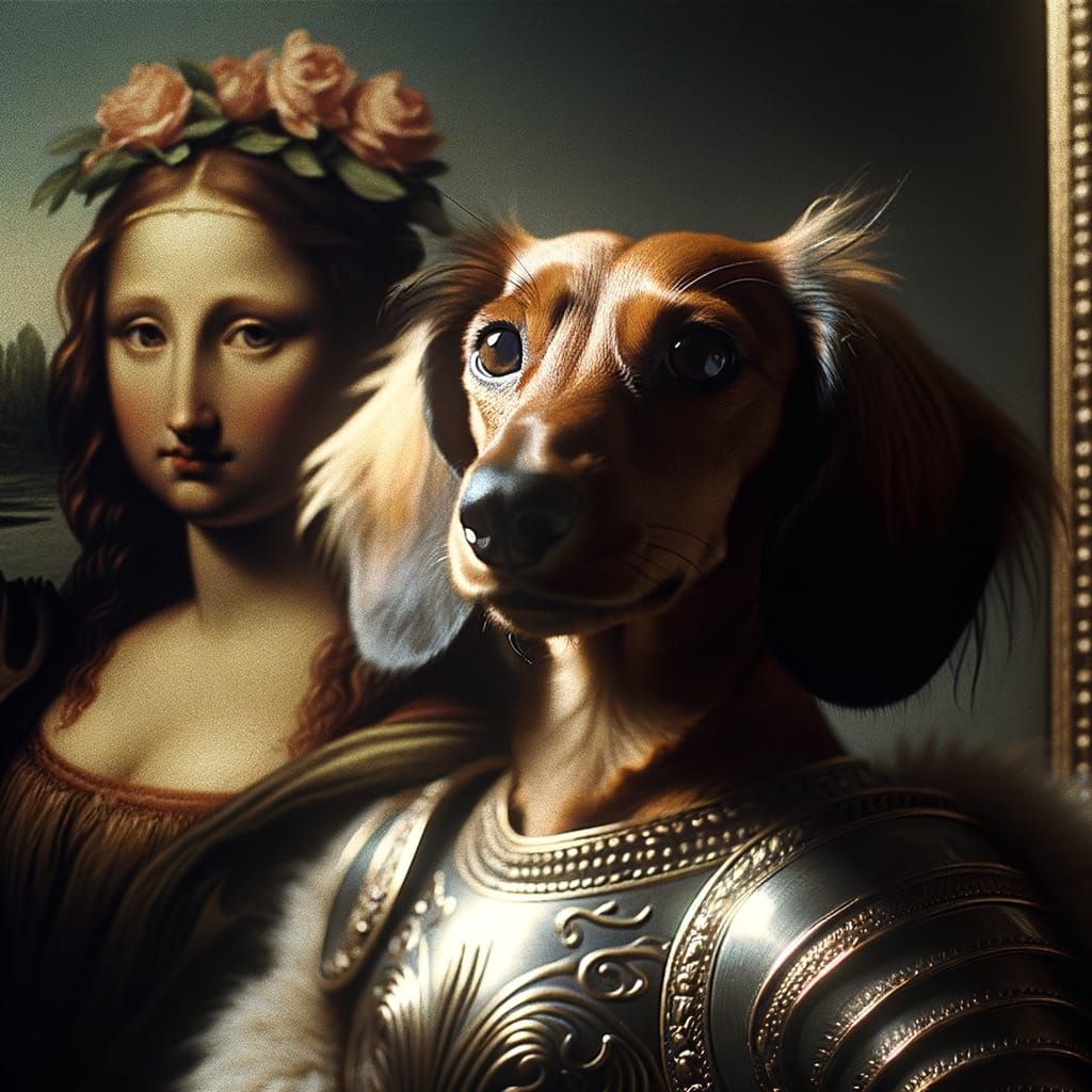 Warrior Princess Dachshund in Photorealistic Portrait