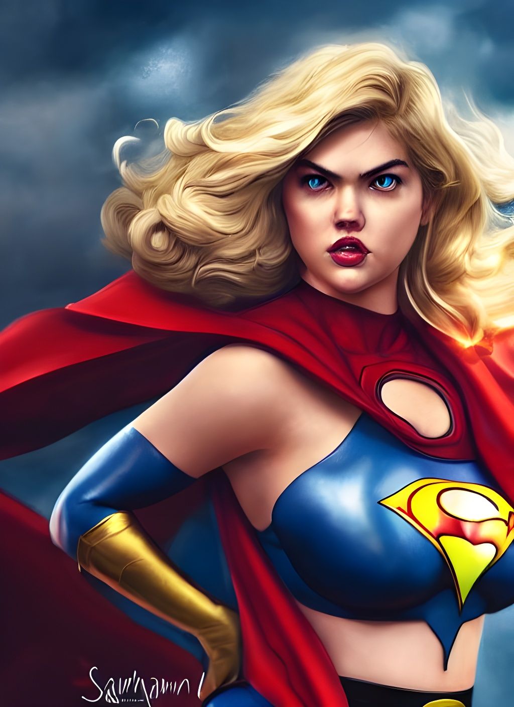 Hyperdetailed Power Girl Concept Art in 8k