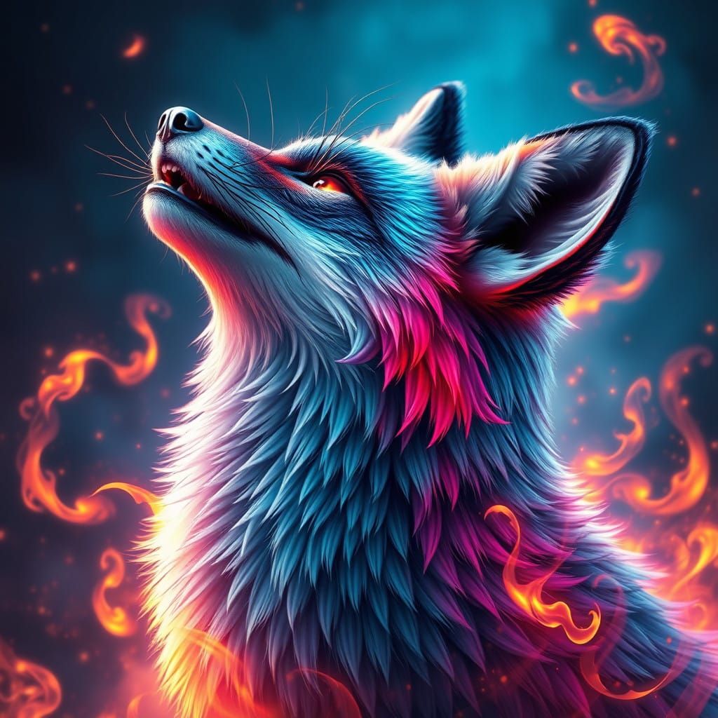 Regal Fox Engulfed in Blazing Flames