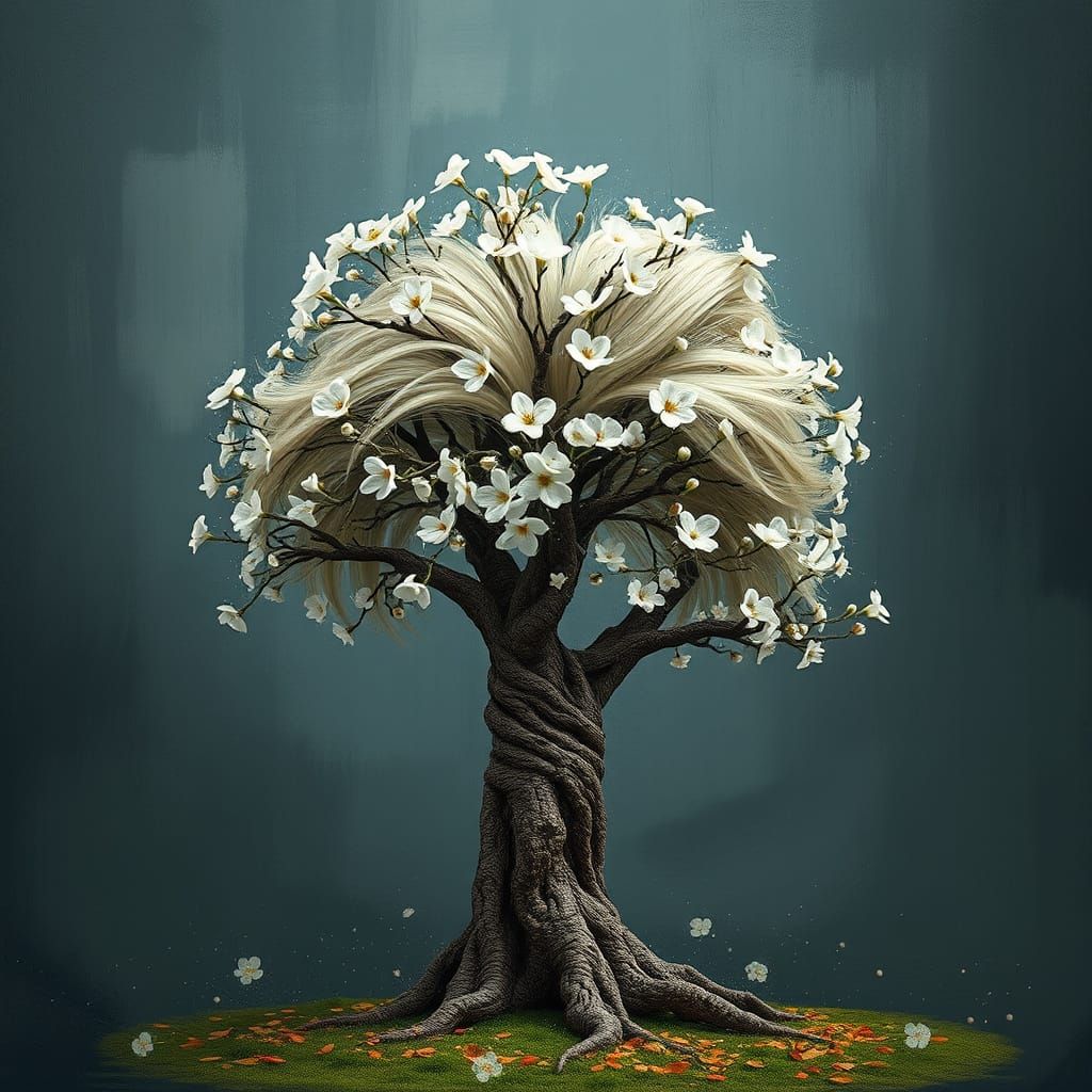 Tree in Flamboyant Wig with Vibrant Spring Blooms