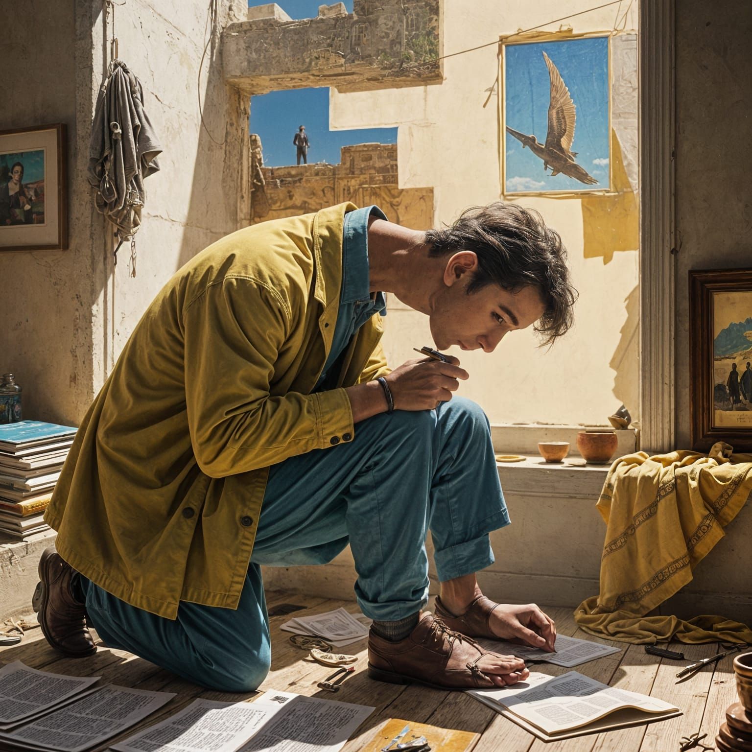 A Family Scene with a Mysterious Figure