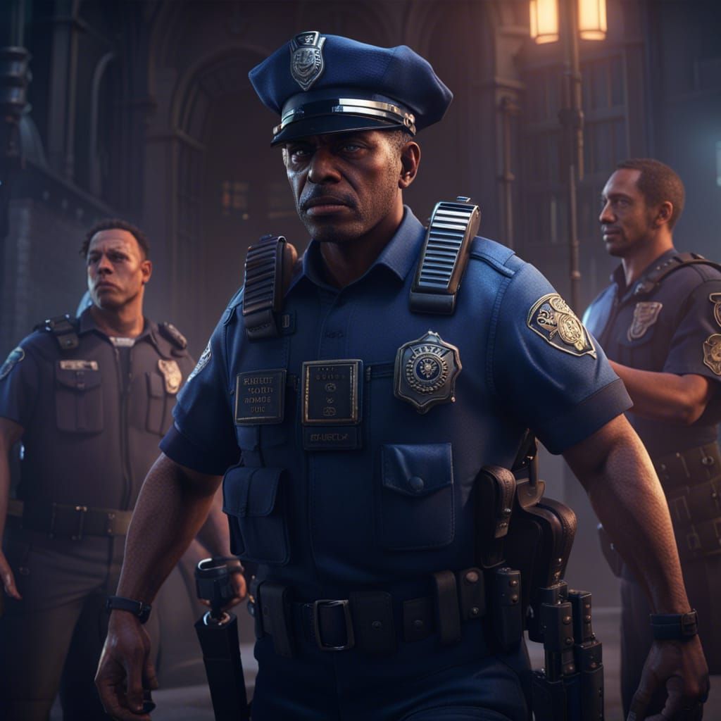 Police Arrest in Detailed Matte Painting Style