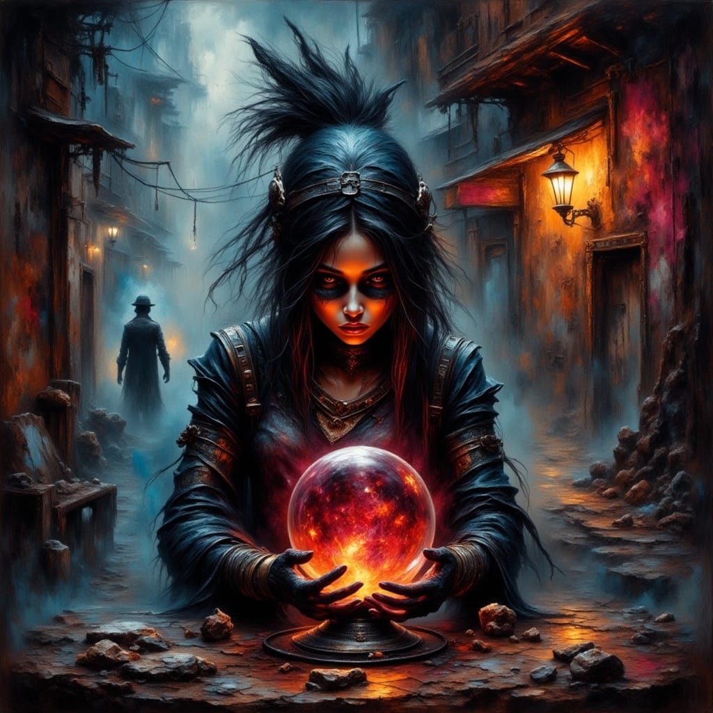 Cyberpunk Fortune Teller in Neon City