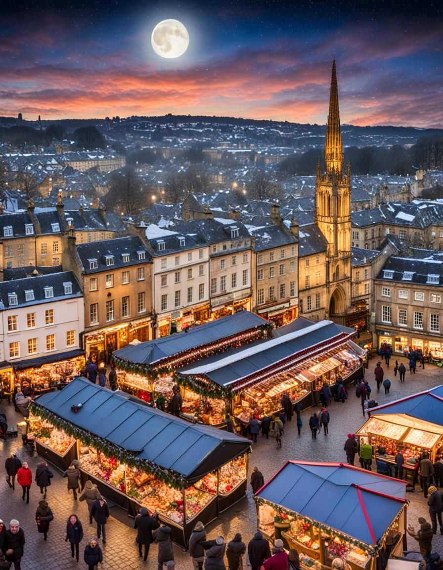 Festive Christmas Market in Bath, England