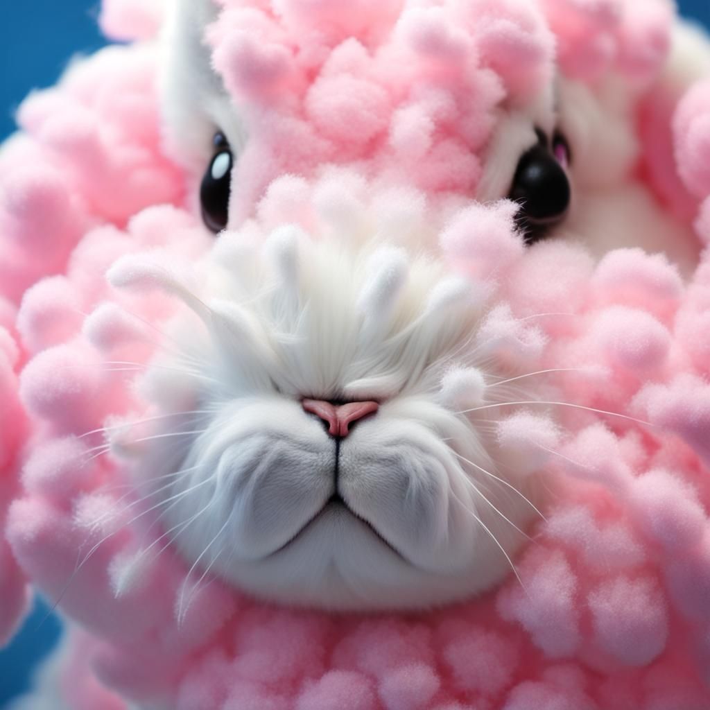 Hyperrealistic Cotton Candy Bunny in 4K