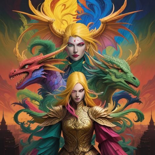 Dragon Woman with Feathers: Comic Book Art