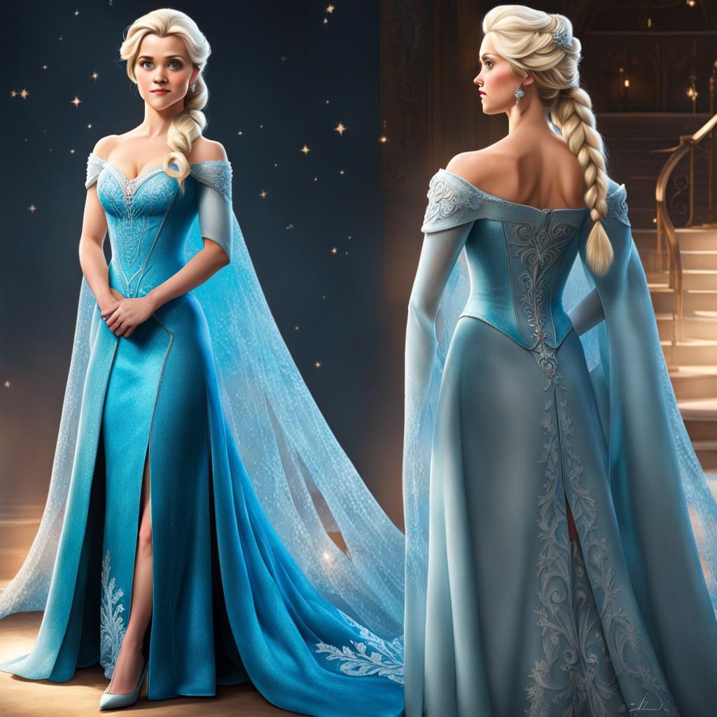 Reese Witherspoon as Elsa in Hyperrealistic Style