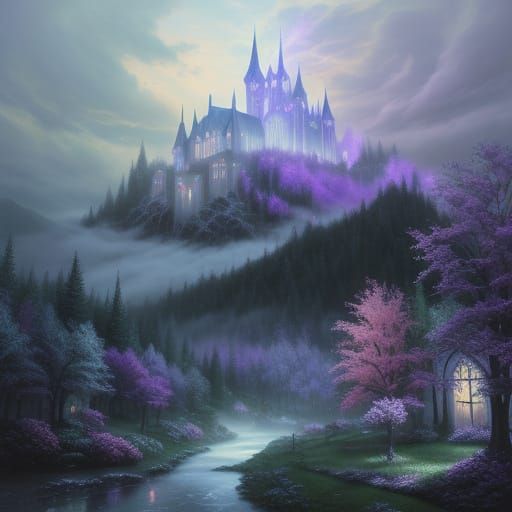 Ethereal Witch Controls Weather in Fantasy Landscape