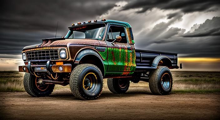 2000's 4x4 Tow Truck Rat Rod in Digital Matte