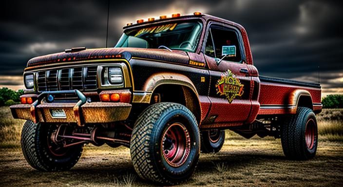 Epic Digital Matte Painting of a 2000's 4x4 Tow Truck RatRod