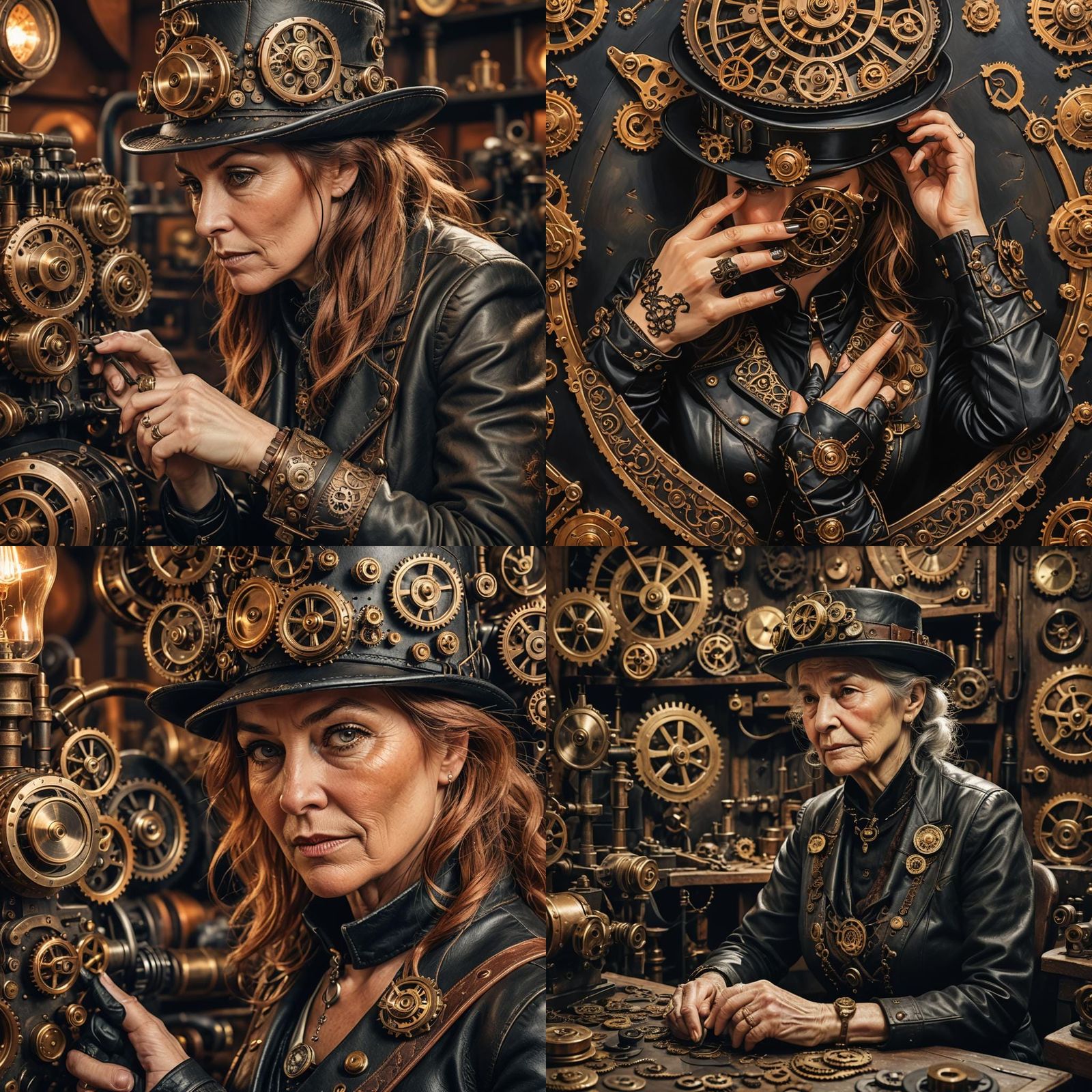 Steampunk Lady Hand-Stitching Leather Hats