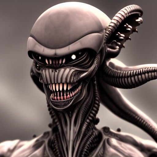 Photorealistic Xenomorph Portrait with Bokeh Effect