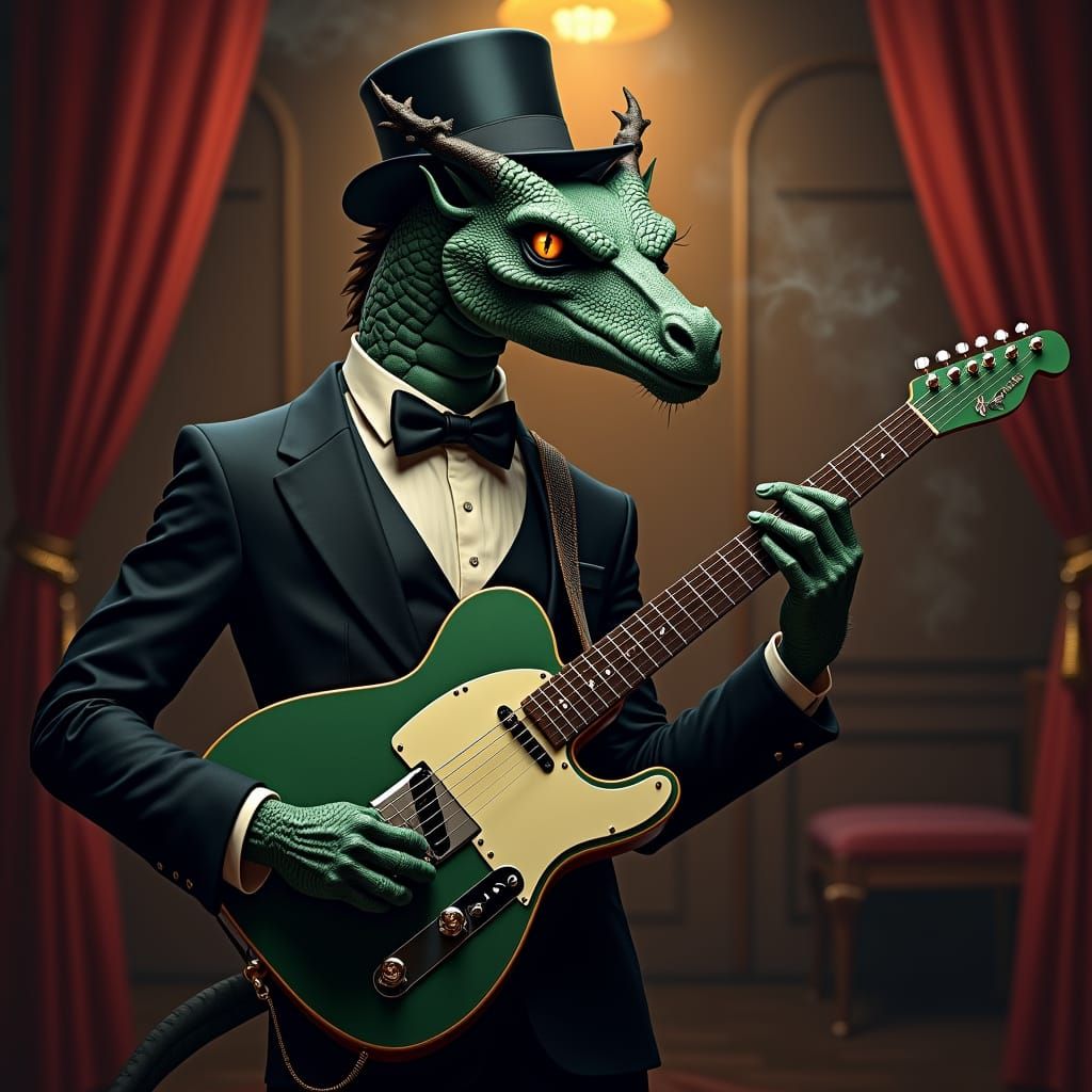 Dragon Jazz Musician in a Film Noir Club