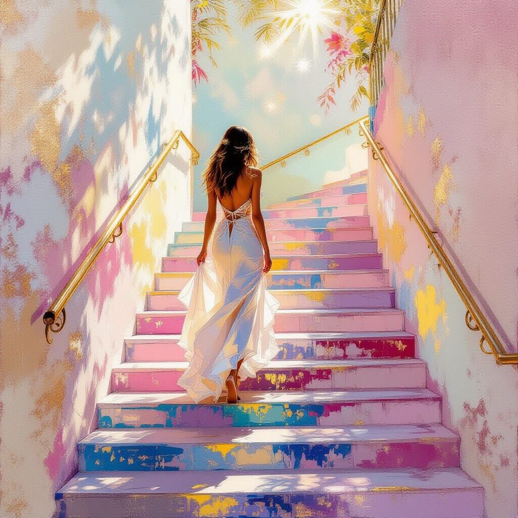 Metamodern Stairs in Radiant Boho-Rococo Style