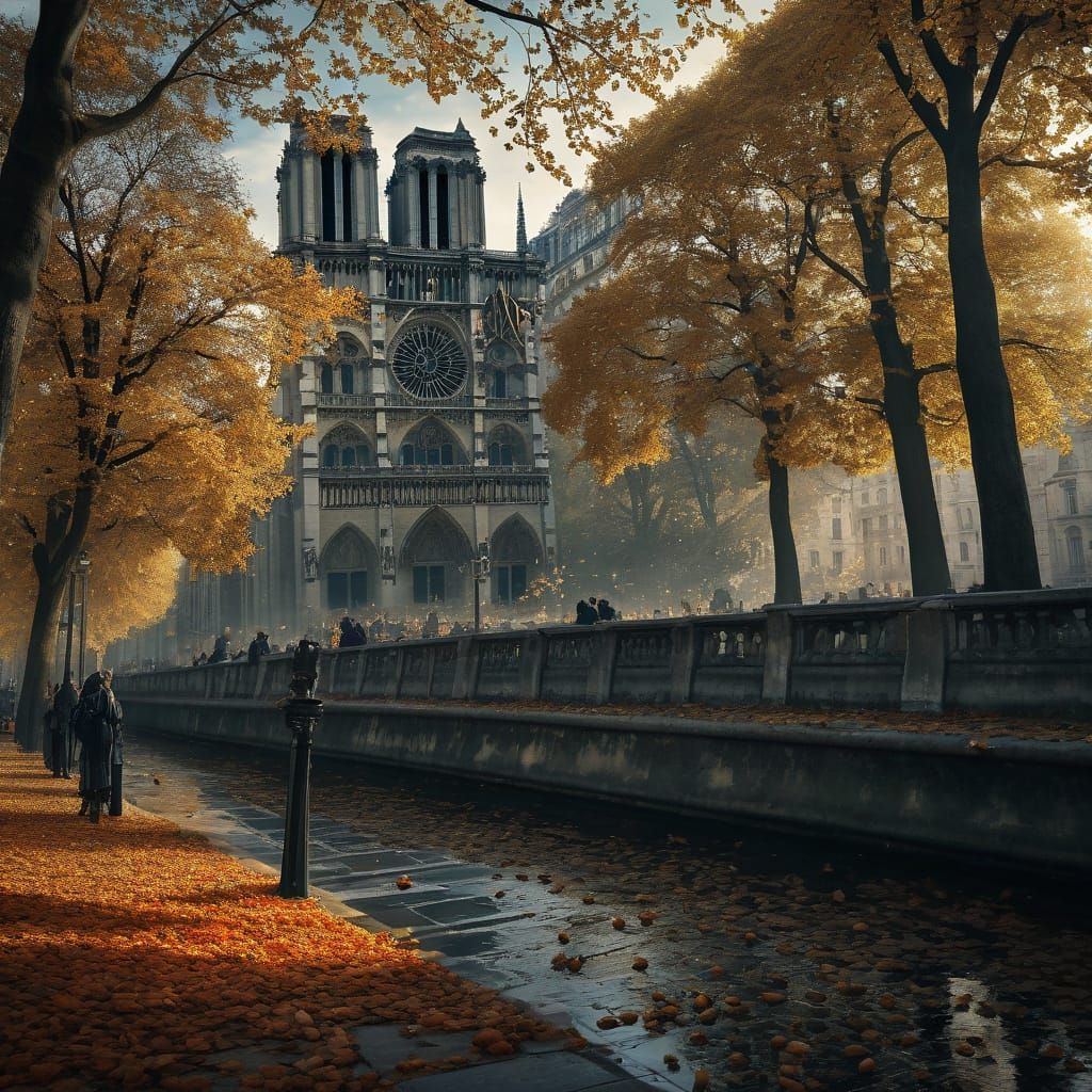 Autumn Leaves and Squirrels at Notre Dame