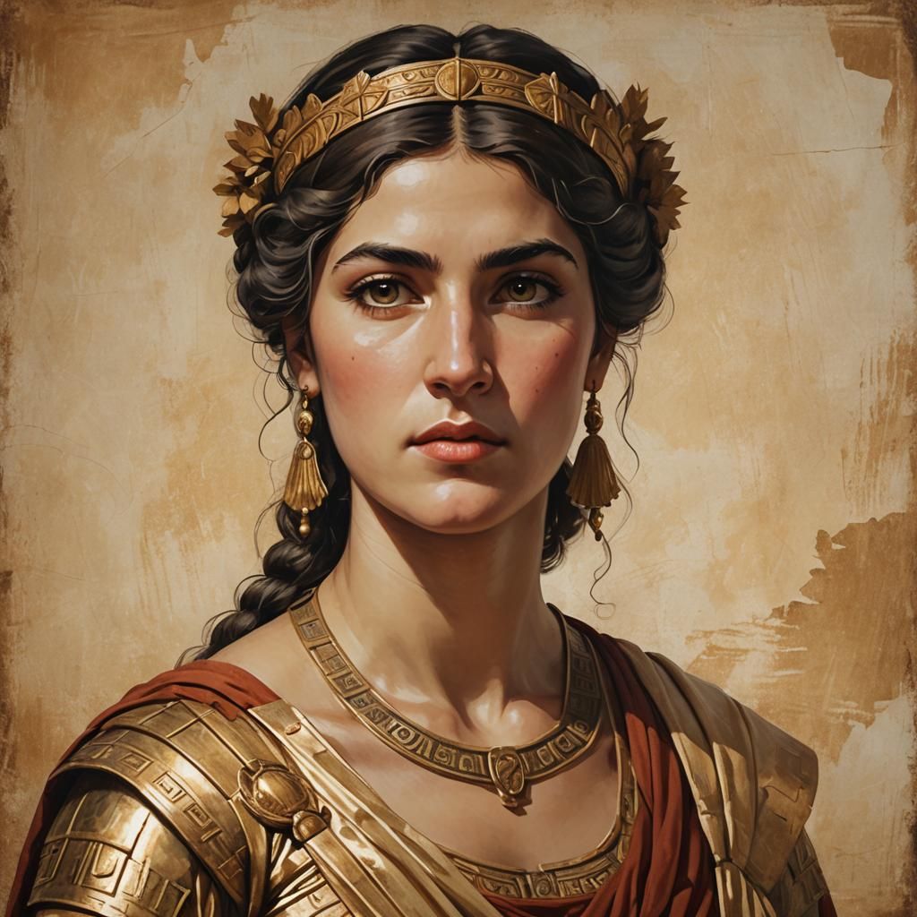 Ancient Greek Portrait of Apama B' Demetria Basilissa