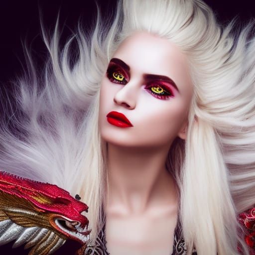 Dragon Queen Portrait in Tribal Fantasy Style