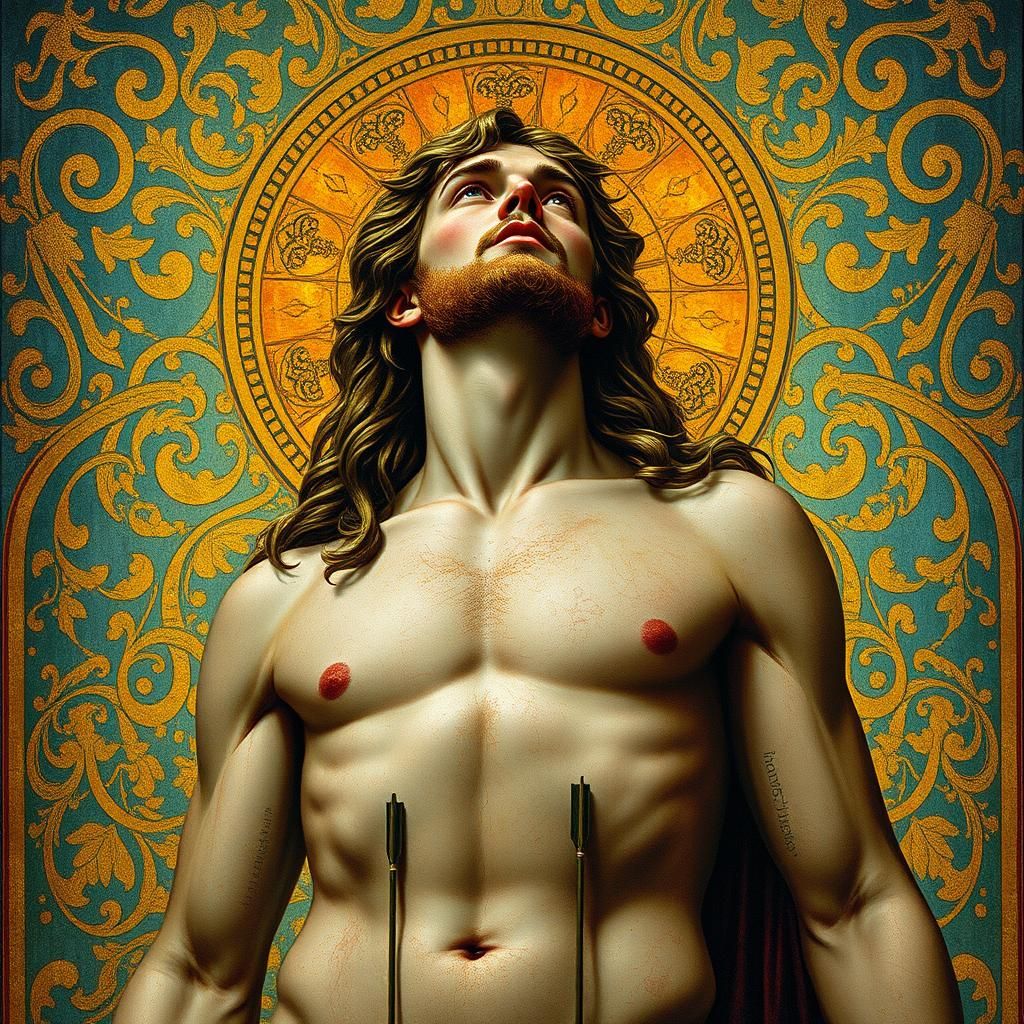 Saint Sebastian in Gustav Klimt's Opulent Style