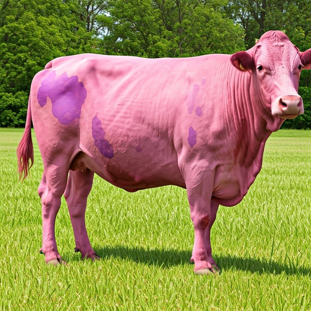 Pink Cow with Purple Spots: AI Generated Image