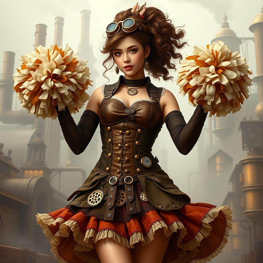 Steampunk Cheerleader in Victorian-Inspired Costume