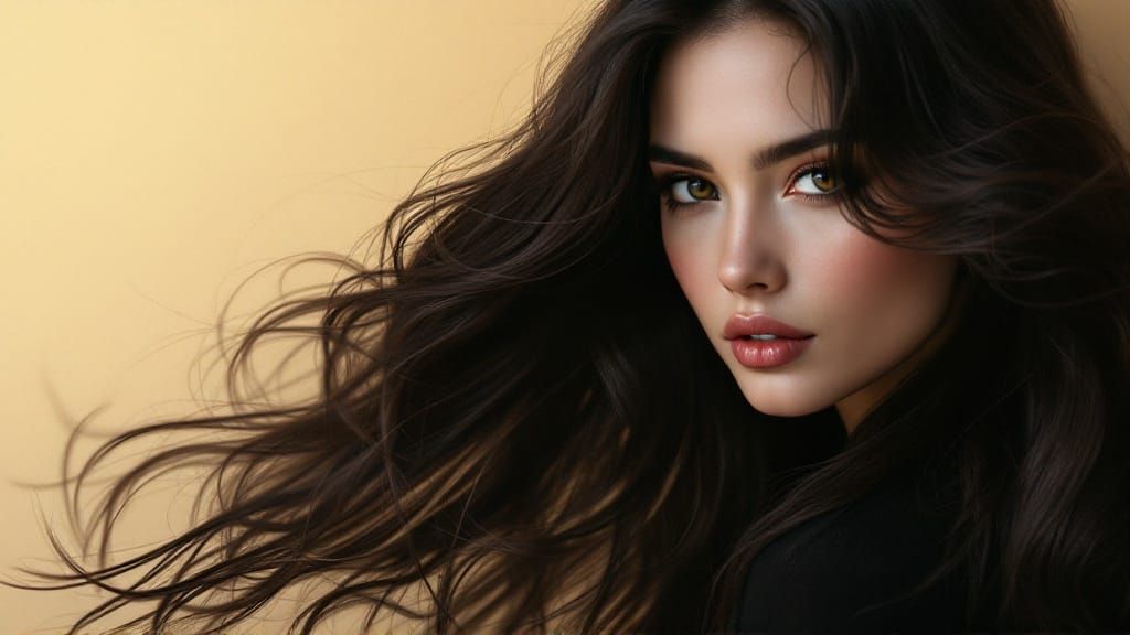 Elegant Woman with Flowing Hair in Digital Art Style