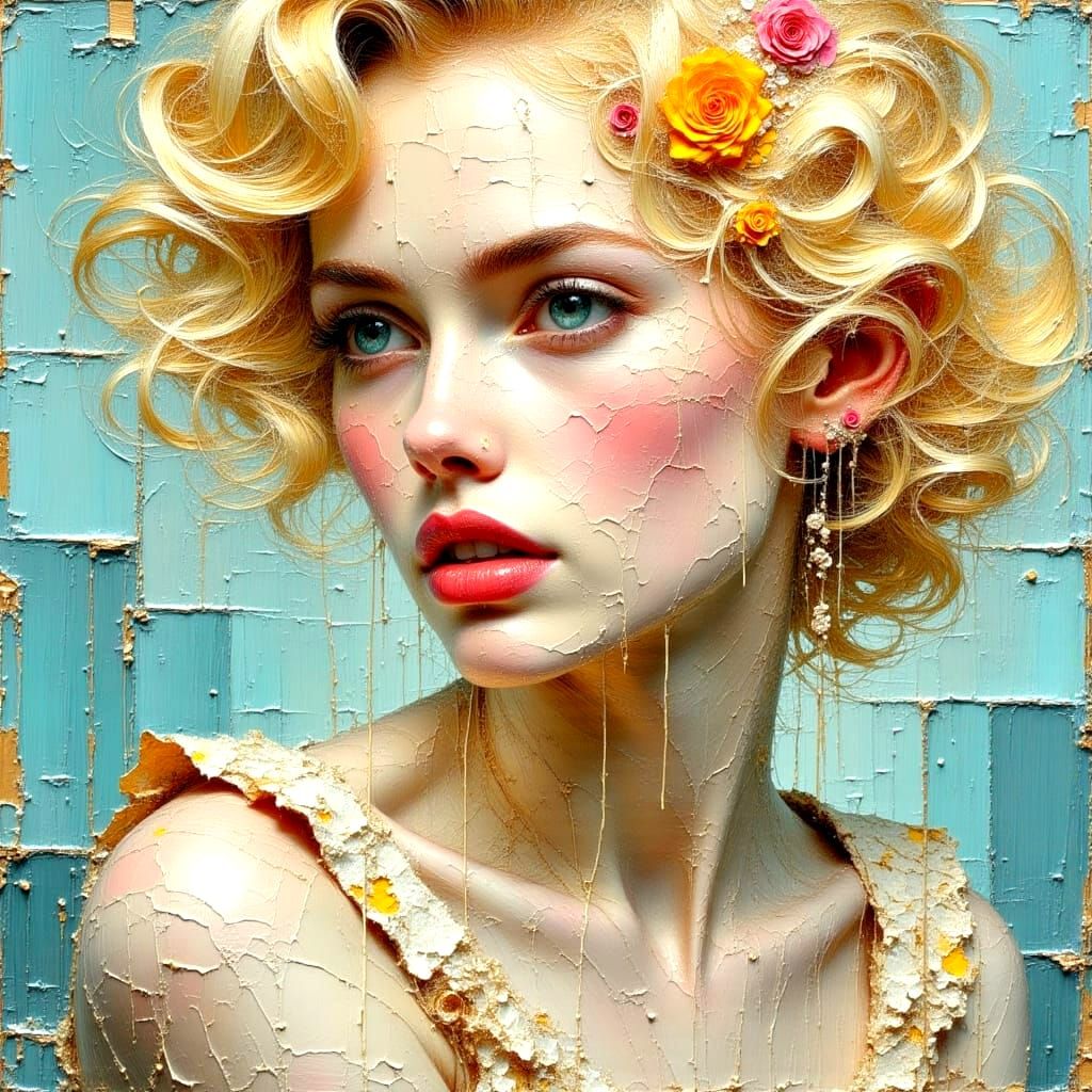 Surrealistic Portrait of a Hollywood Icon in a Vibrant Oil P...