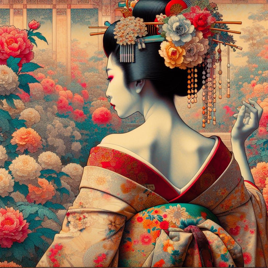 Enchanting Geisha in Traditional Kimono