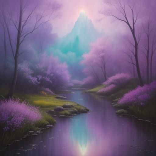 Luminous Spring Landscape in Watercolor Style