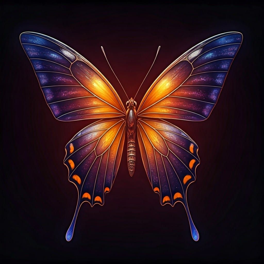 Stained Glass Butterfly: Detailed Matte Painting