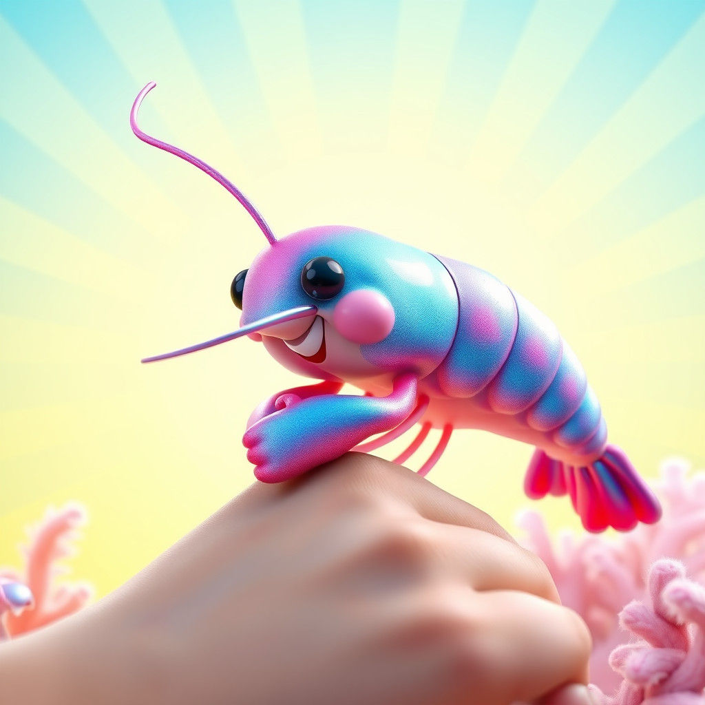 Adorable Shrimp Hug Rendered in Cinematic 3D