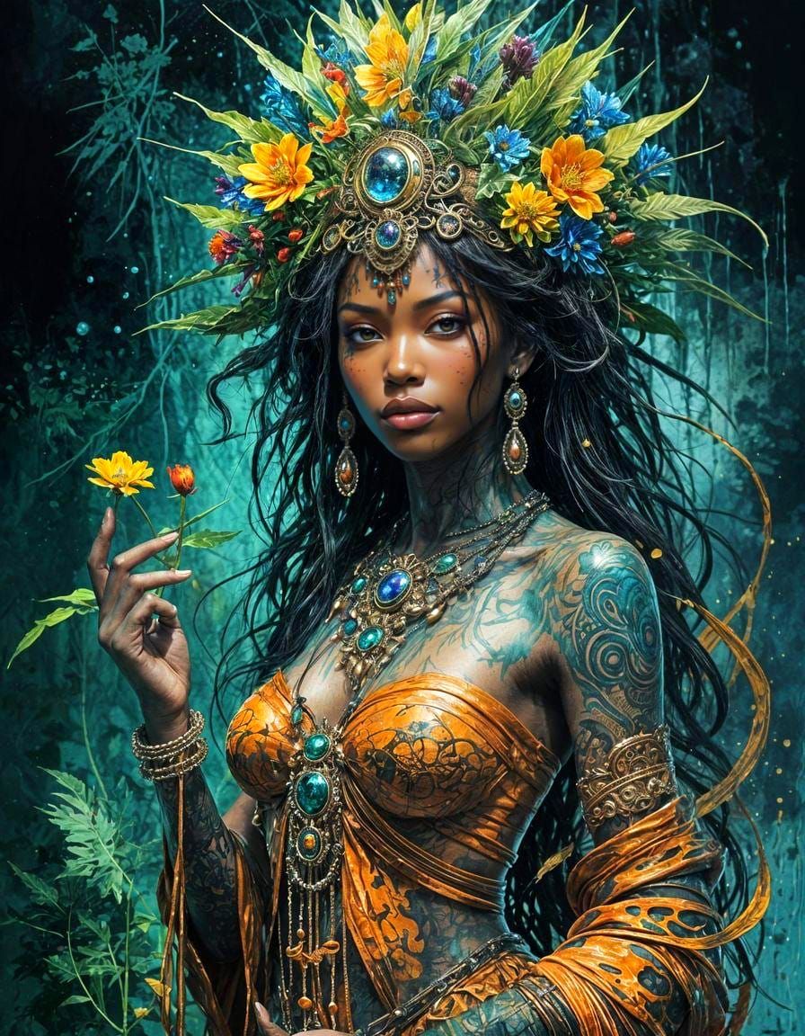 Swamp Goddess Portrait as Impasto Painting