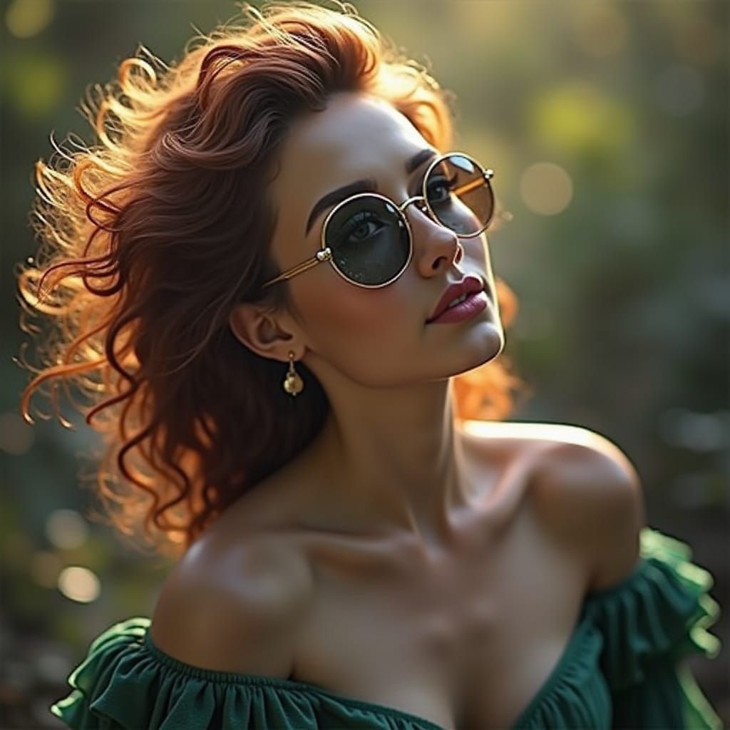 Figure of Colored Textures on Velvet, Auburn Hair, Metallic ...