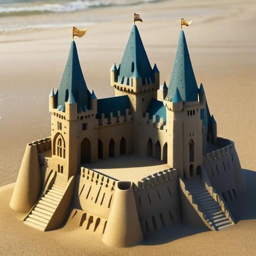 Medieval Sandcastle on the Beach