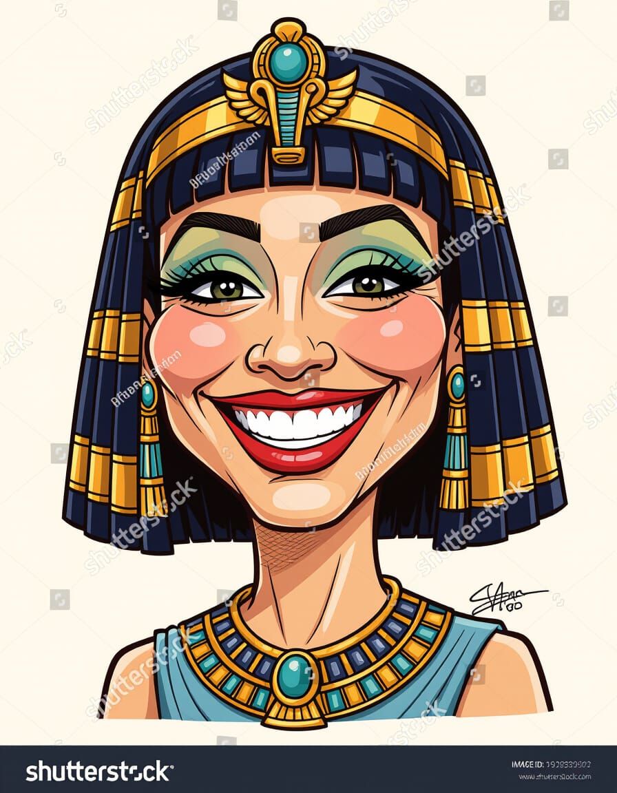 Caricature Portrait of Cleopatra With Silly Smile