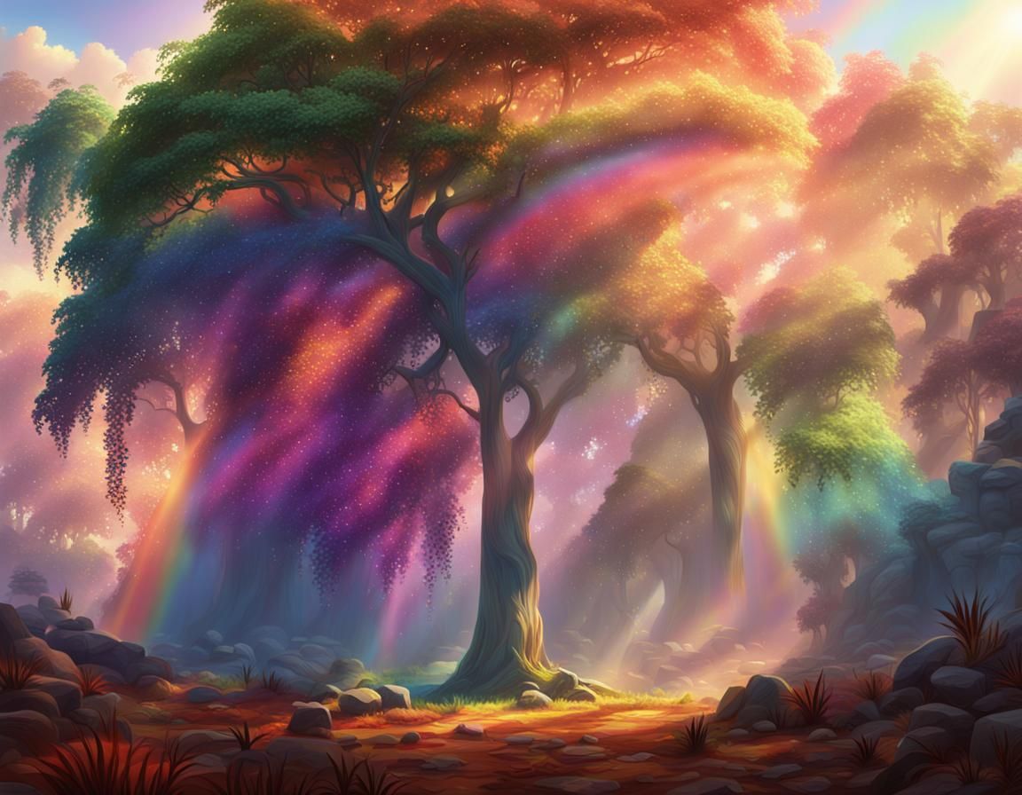 Vibrant Tree Oasis in Golden Hour