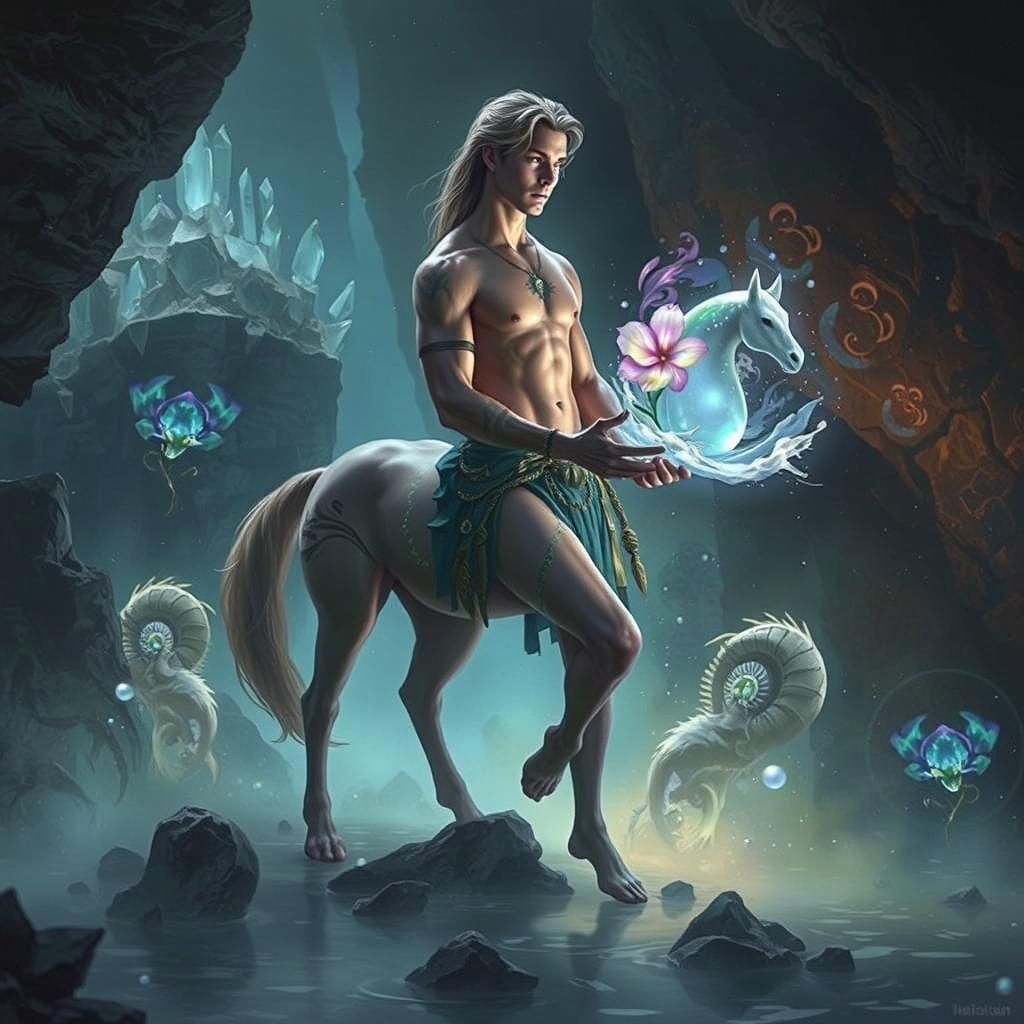 Mystical Young Centaur in Iridescent Realm