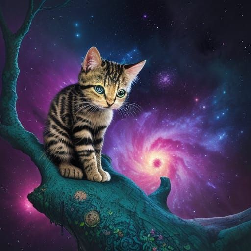 Nebula Kitten: Surreal Macro Dreamscape