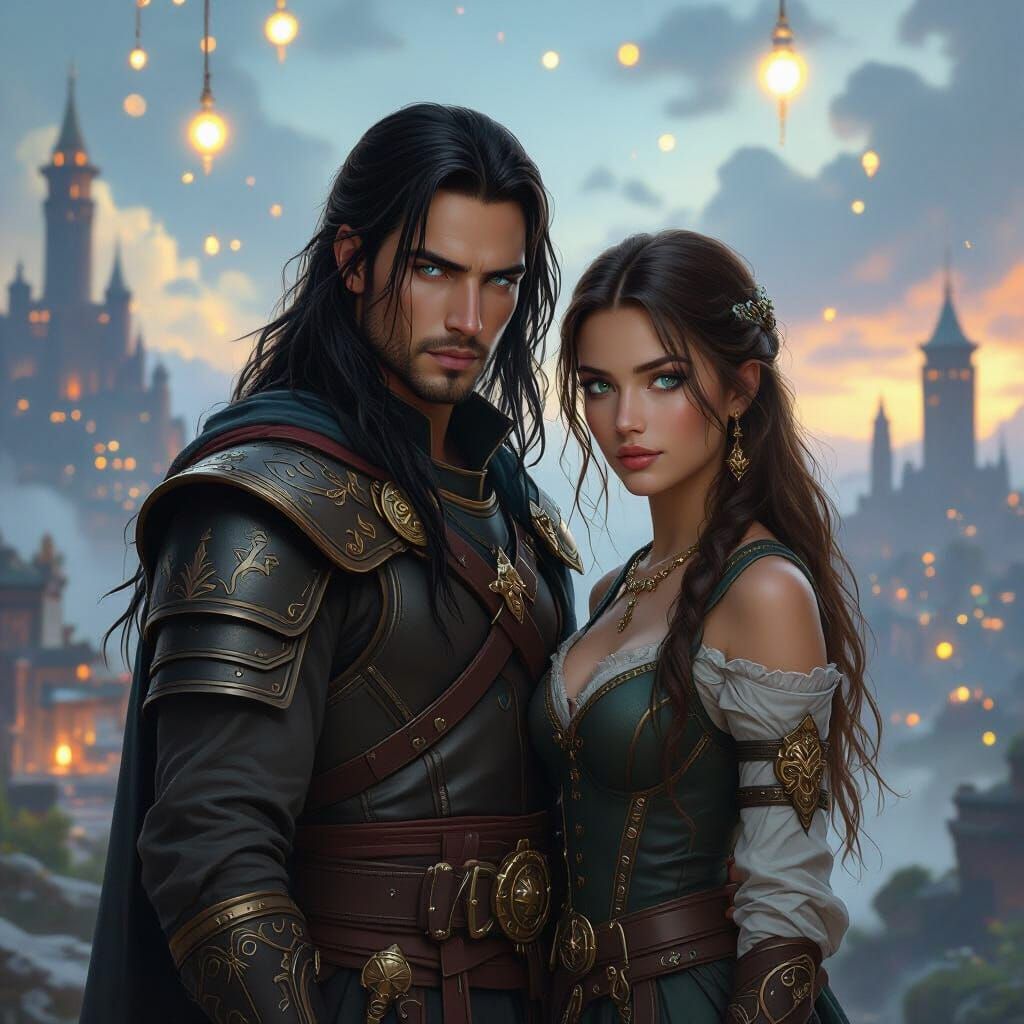 Fantasy Warriors in Mystical Landscape, 3D Rendered