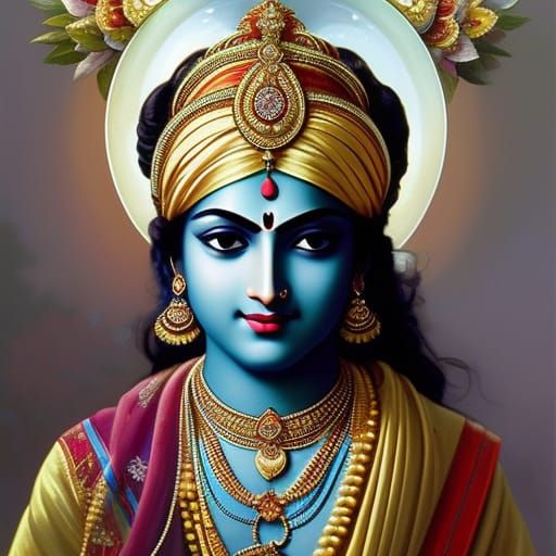 Gopal Krishna Portrait in Trending Digital Art Style