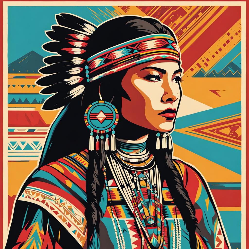 Navajo Woman in Traditional Dress: Pop Art