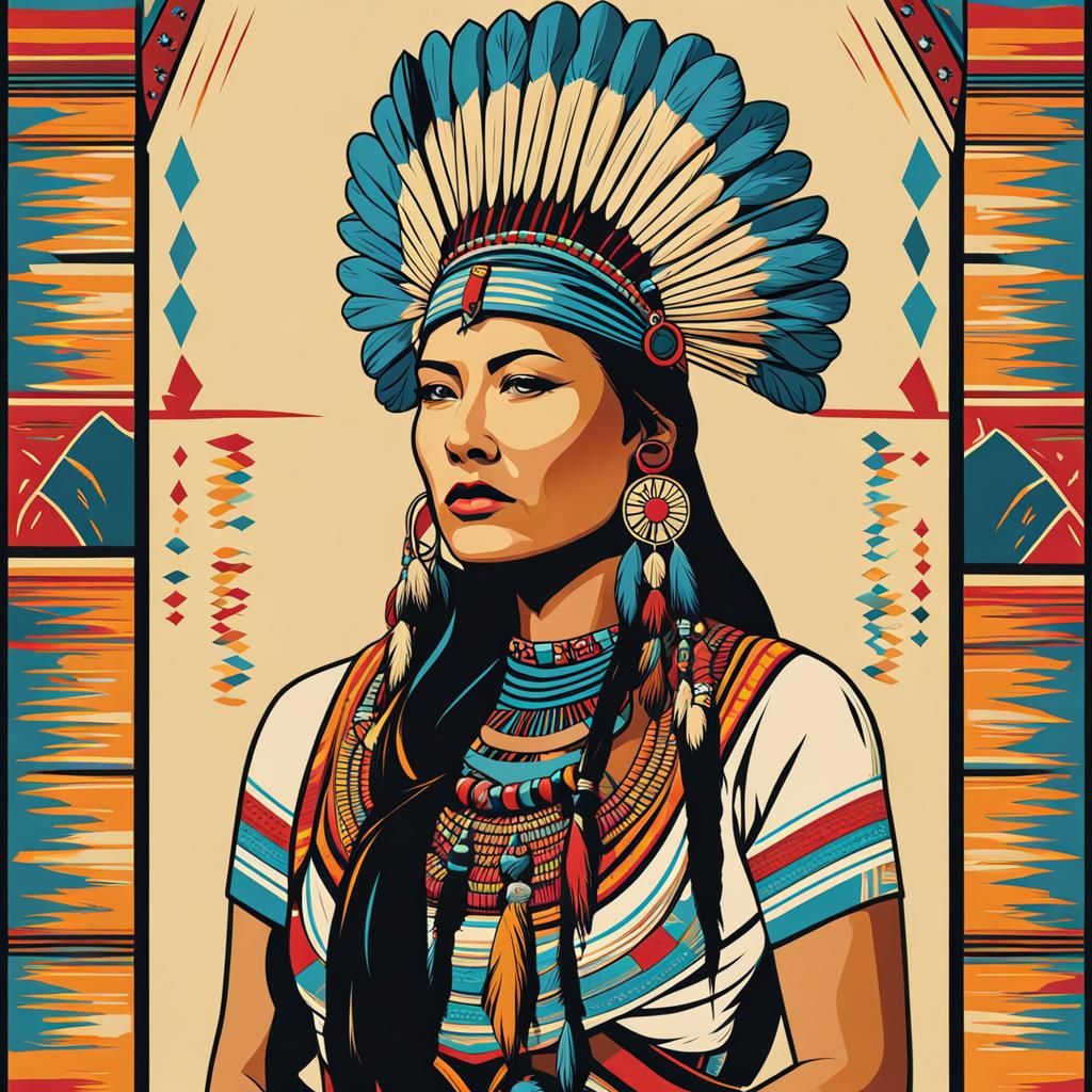 Navajo Woman in Traditional Clothing: Pop Art