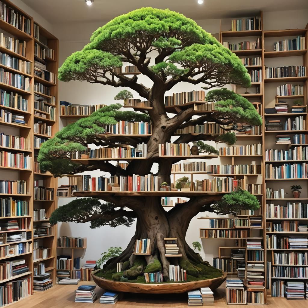 Bonsai Tree Bookshelf: A Fusion of Nature and Design