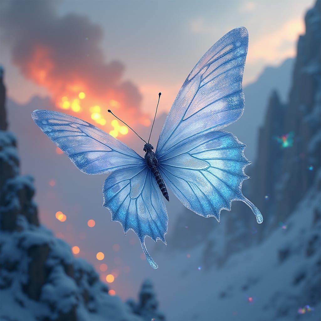 Ethereal Ice Butterflies Confront Fiery Opposites in Fantast...