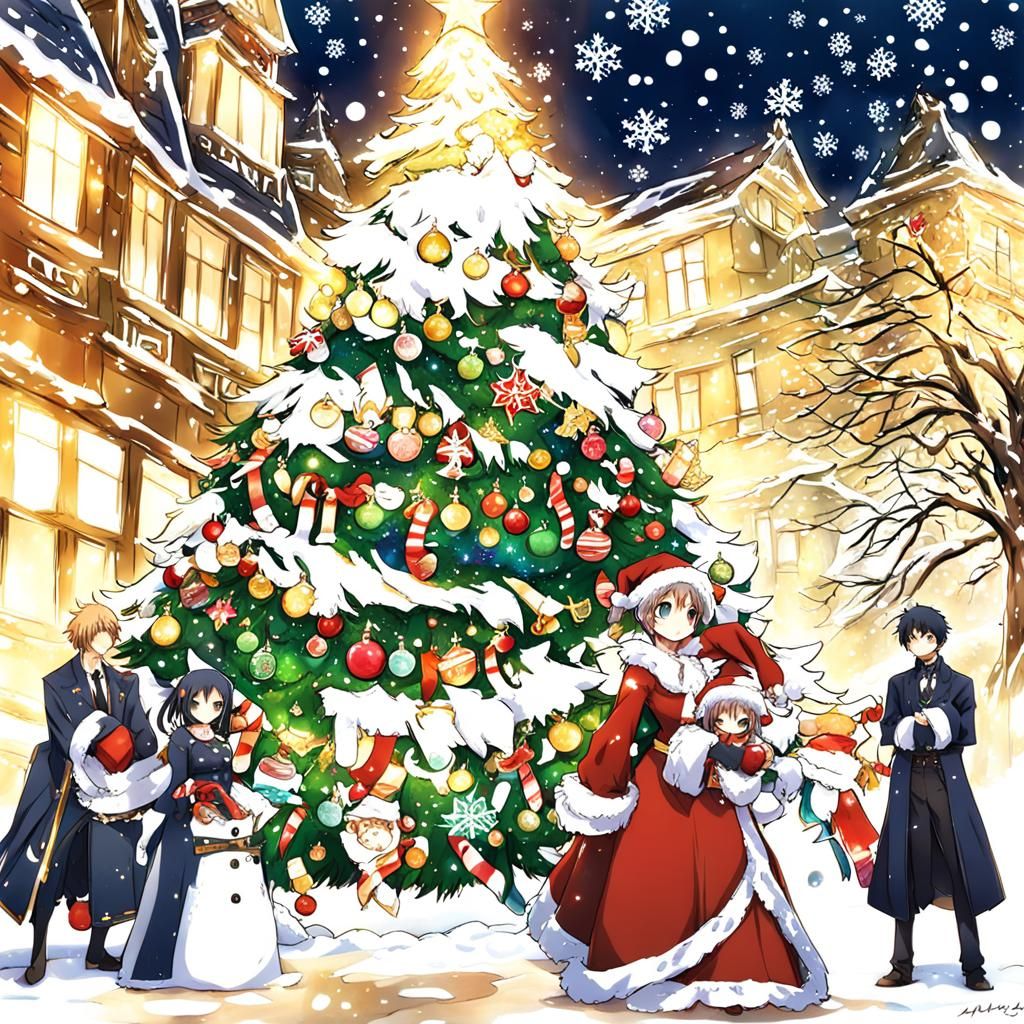 Festive Anime Christmas Scene