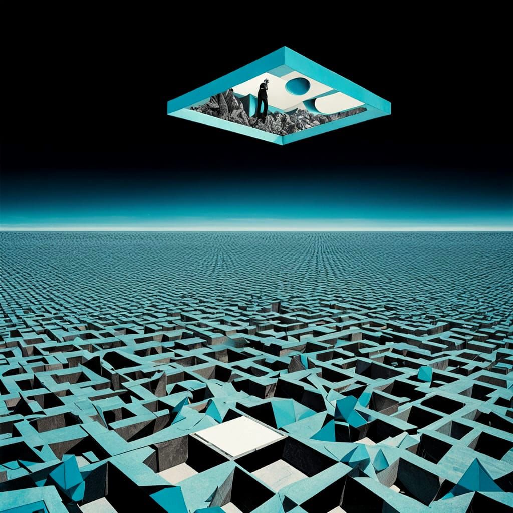 Surrealist Dreamscape with Escher-Inspired Geometry in Vibra...