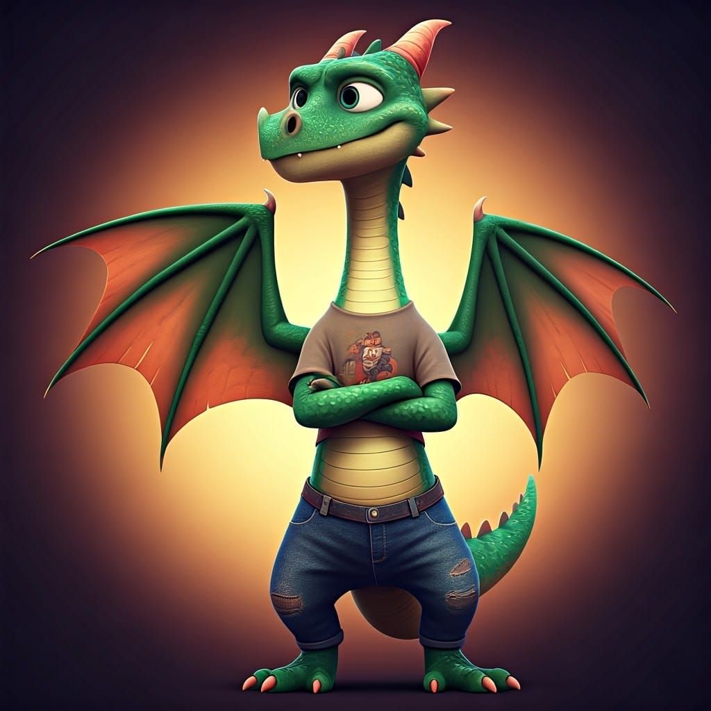 Clever Young Dragon in Casual Attire