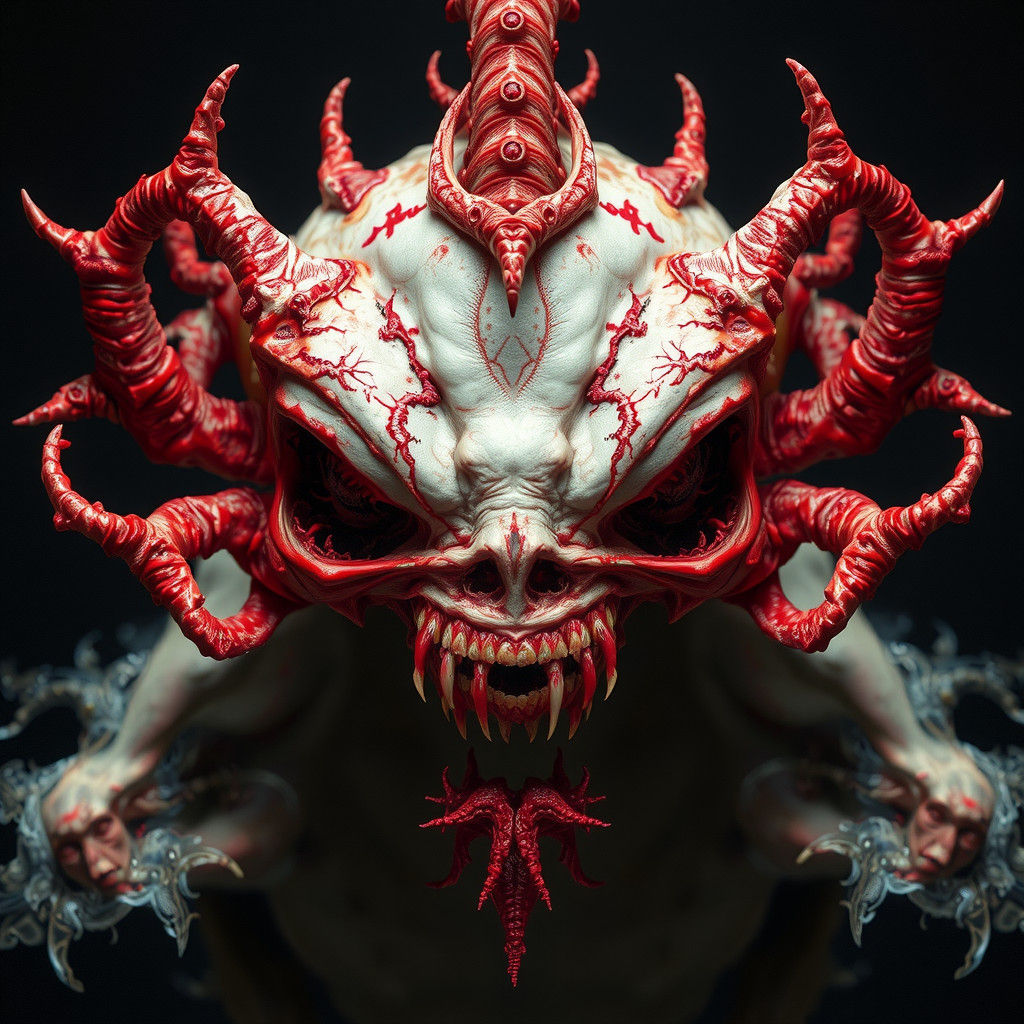 Infinitescape kaléidoscope fraktal of a Malevicious Horror terrifying mini Creature; cinema 4D oil painting ; lifelike s...