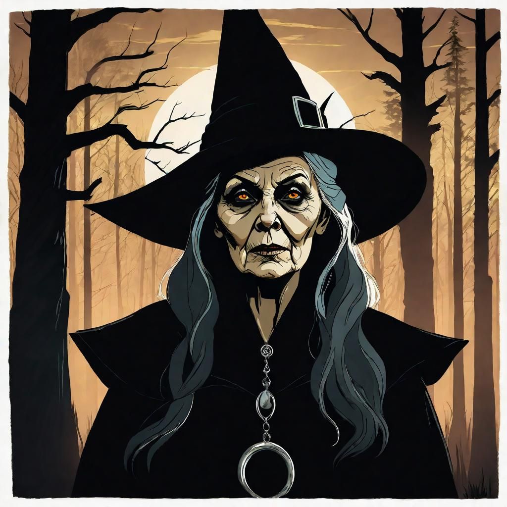 Ominous Portrait of an Old Scary Witch