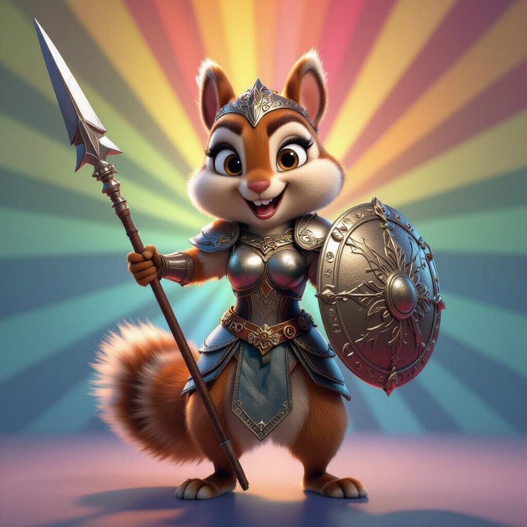 Cartoon Chipmunk Valkyrie Opera Singer in 3D