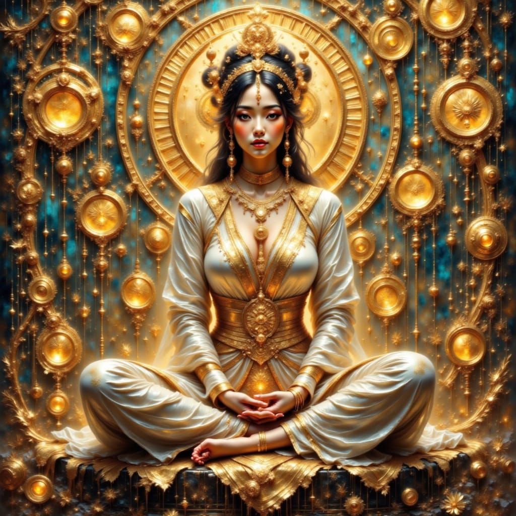 Geisha Meditating in Golden Ratio Style
